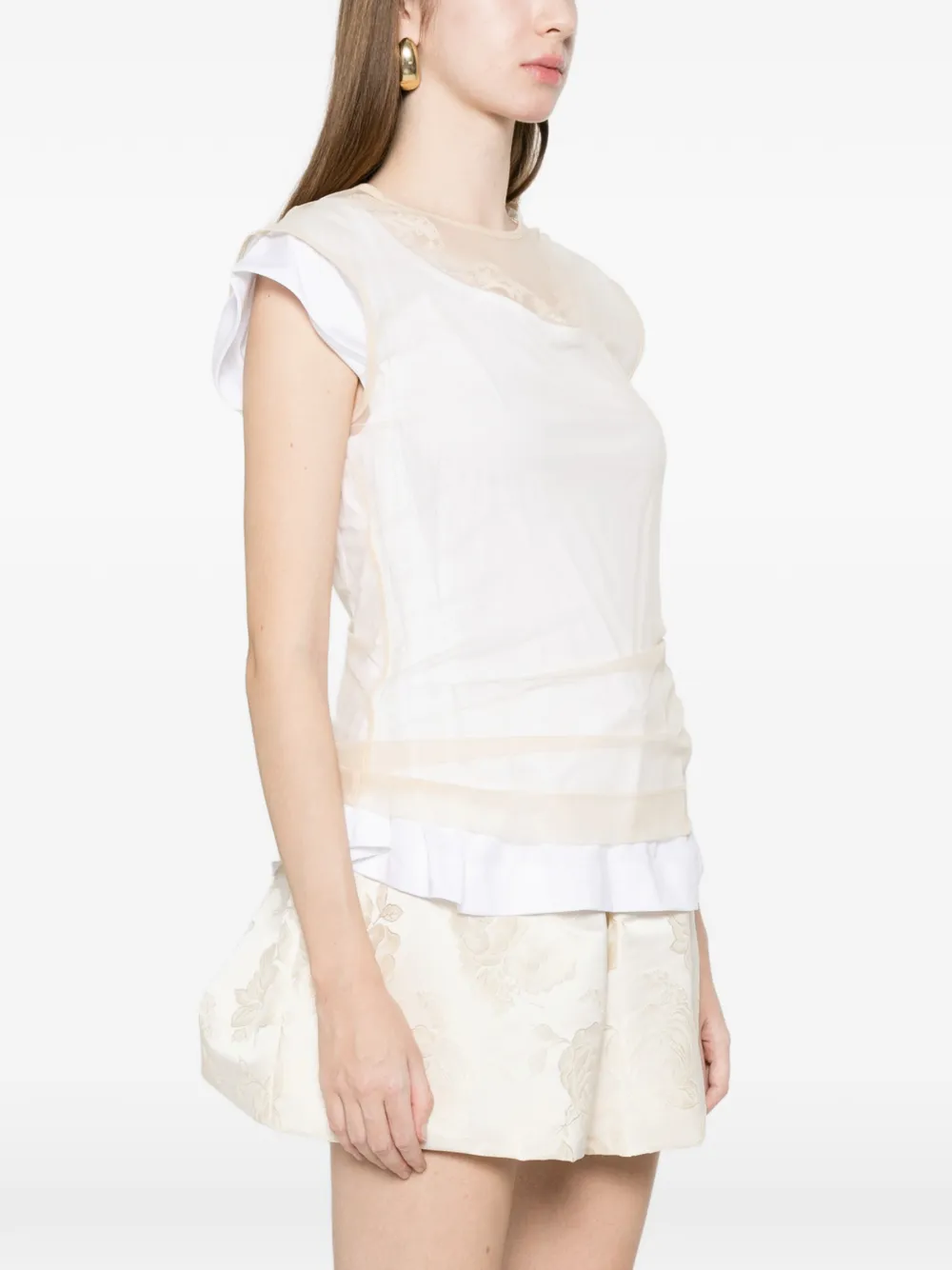  Simone Rocha Layered Lace-trim T-shirt - White 