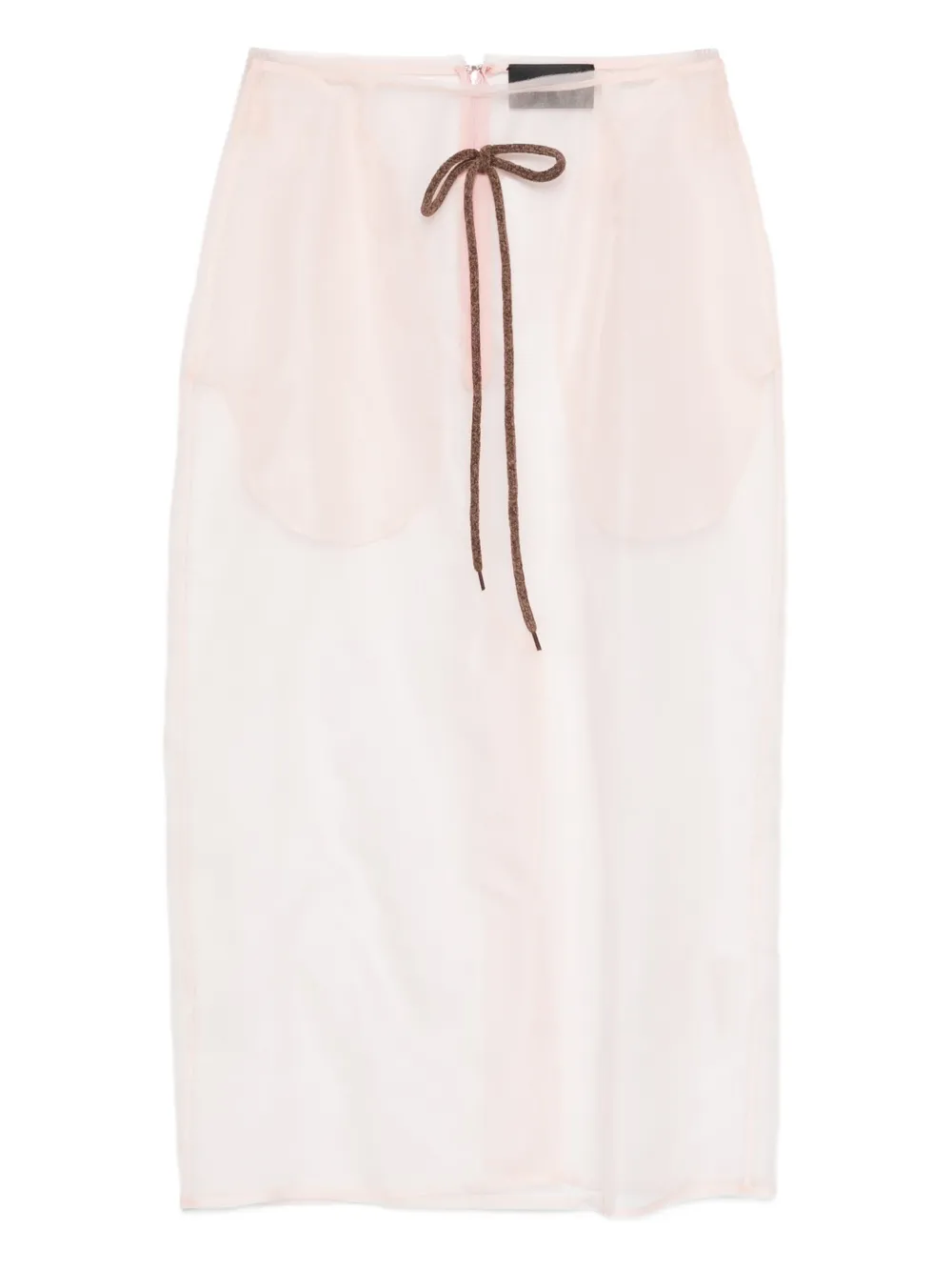 Simone Rocha sheer frayed column midi skirt - Rosa