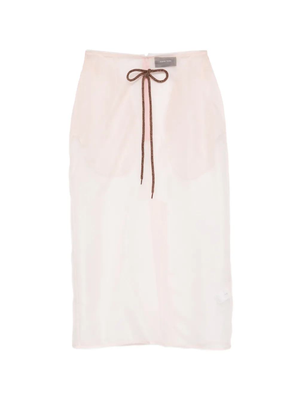 Simone Rocha sheer frayed column midi skirt - Rosa