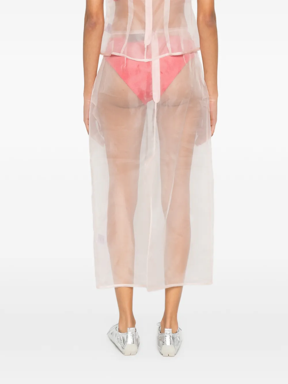 Simone Rocha Doorzichtige midi-rok met franje Roze