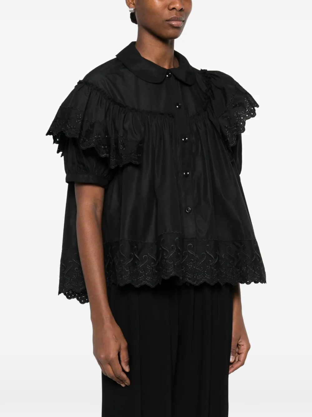 Simone Rocha Broderie-anglaise Sleeveless Shirt - Black 