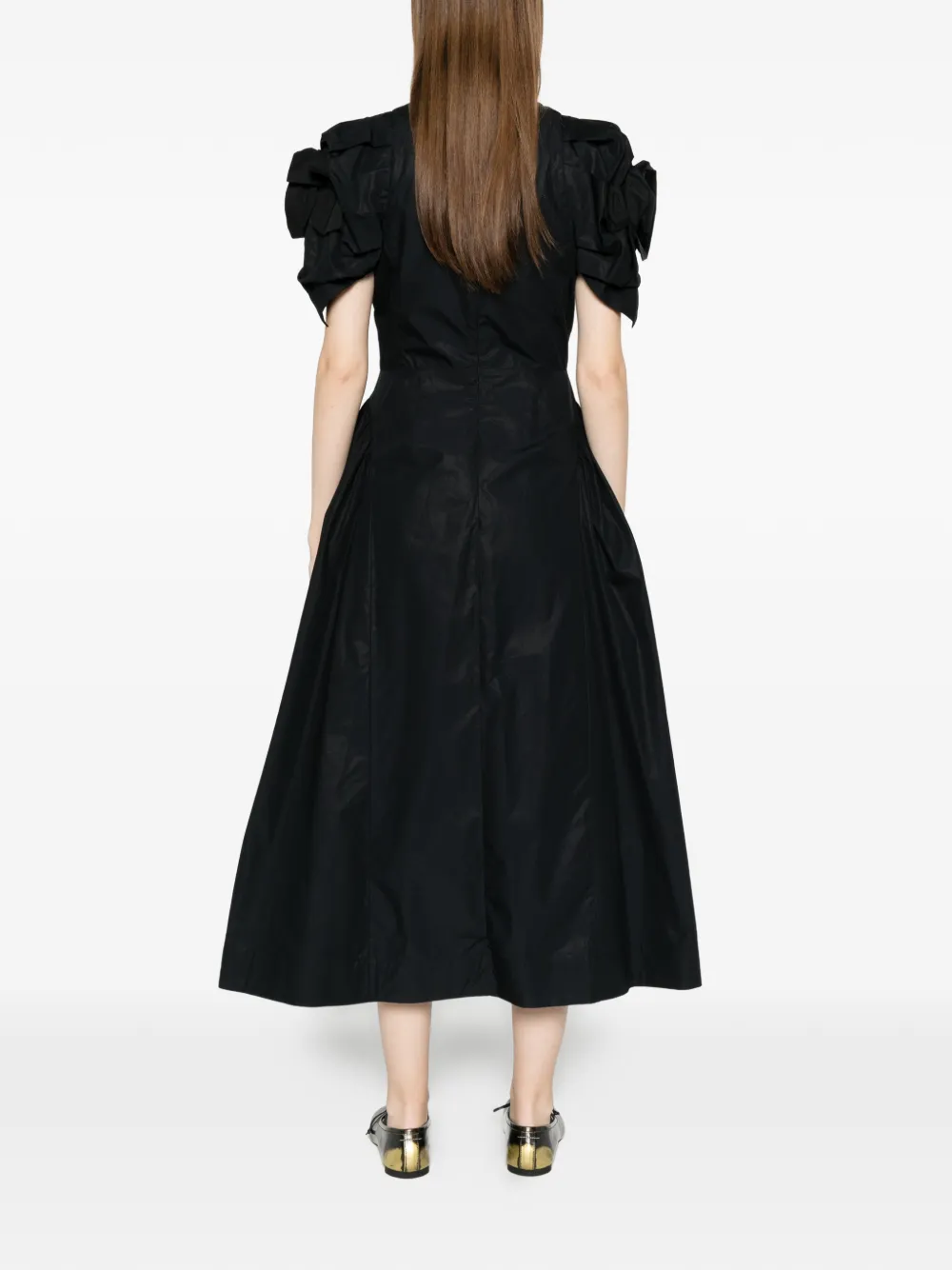 Simone Rocha Rose midi-jurk met pofmouwen Zwart