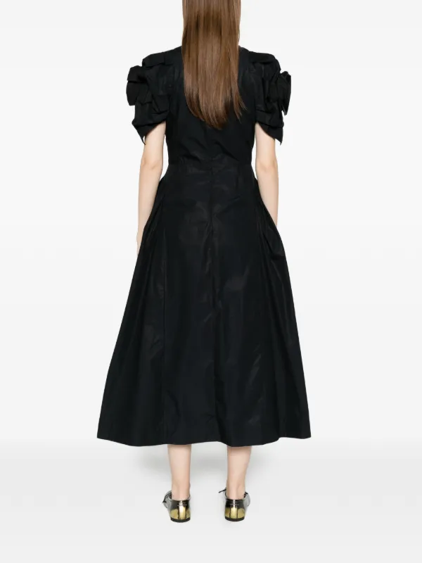 Simone Rocha Rose puff-sleeve Midi Dress | Black | FARFETCH