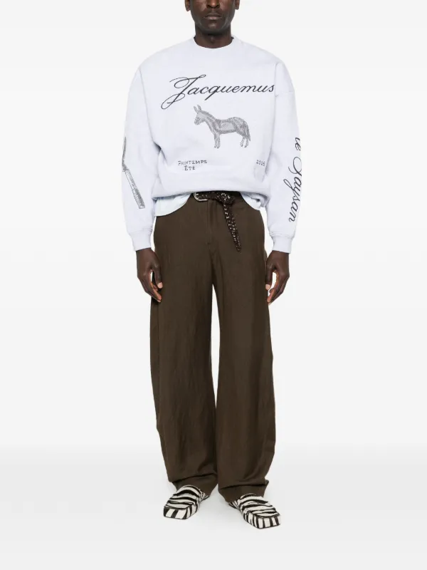 Jacquemus graphic-print Jacquard Sweatshirt | Grey | FARFETCH
