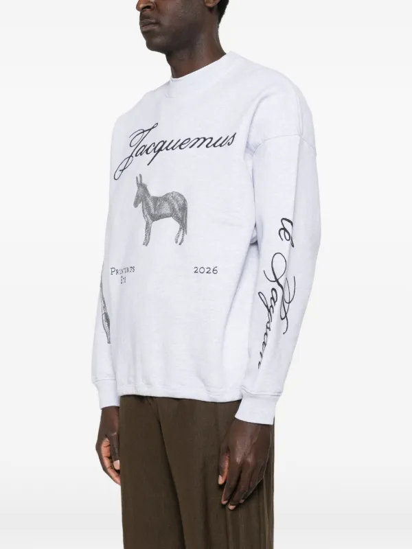 Jacquemus graphic-print Jacquard Sweatshirt | Grey | FARFETCH ID