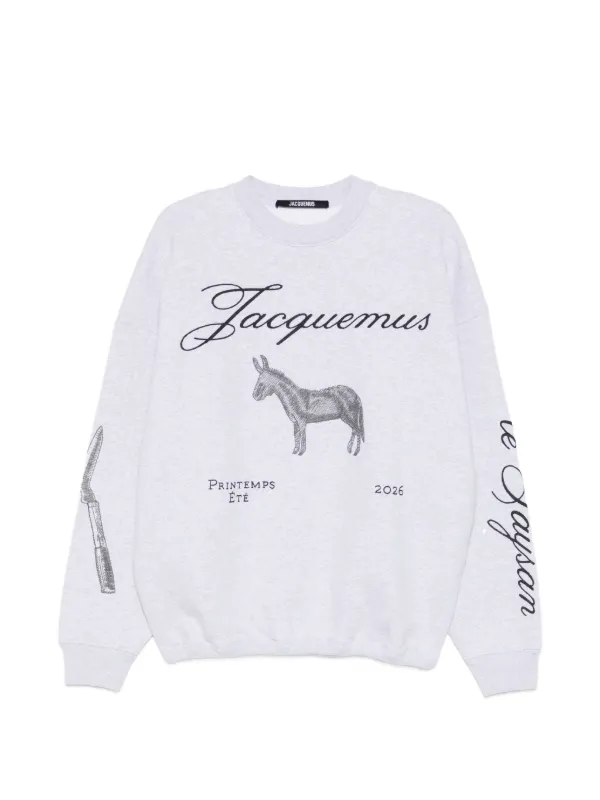 Jacquemus graphic-print Jacquard Sweatshirt | Grey | FARFETCH