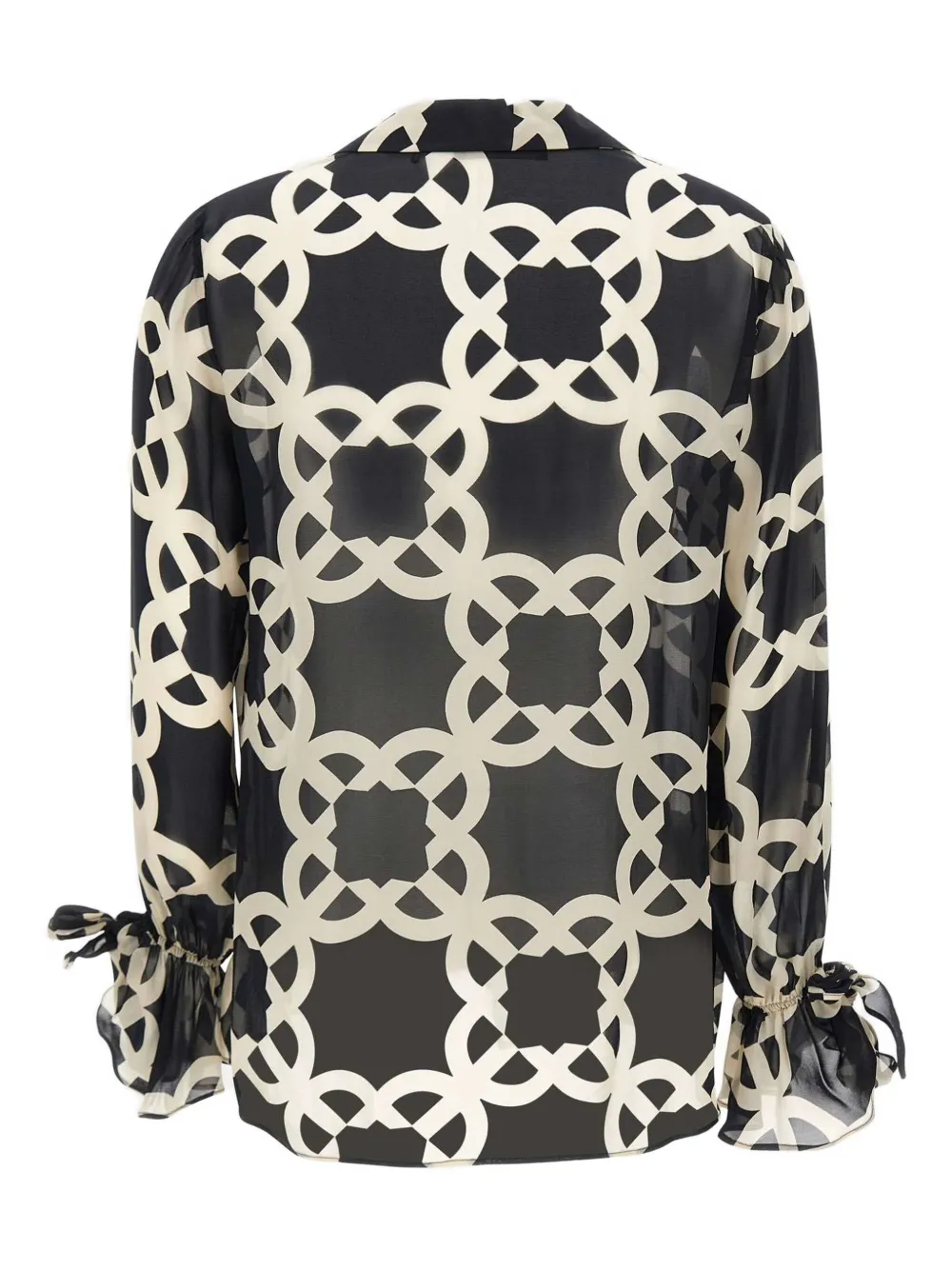 ELENA MIRO` ruffle geometric blouse - Zwart