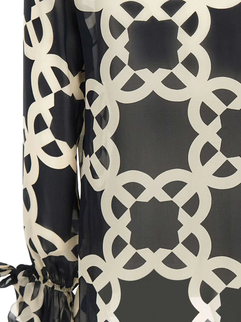 ELENA MIRO` Geometrische blouse met ruches Zwart