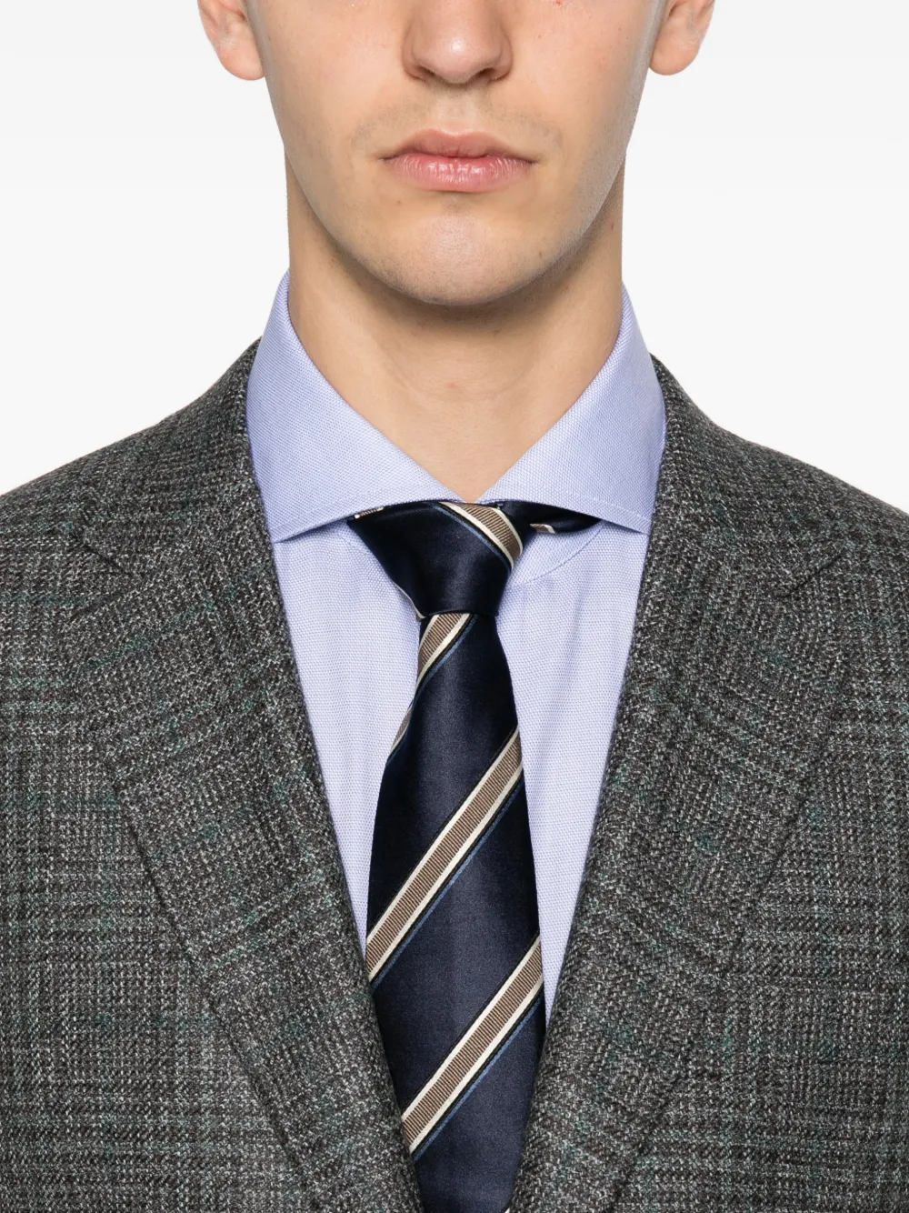 Canali check wool blazer Grijs
