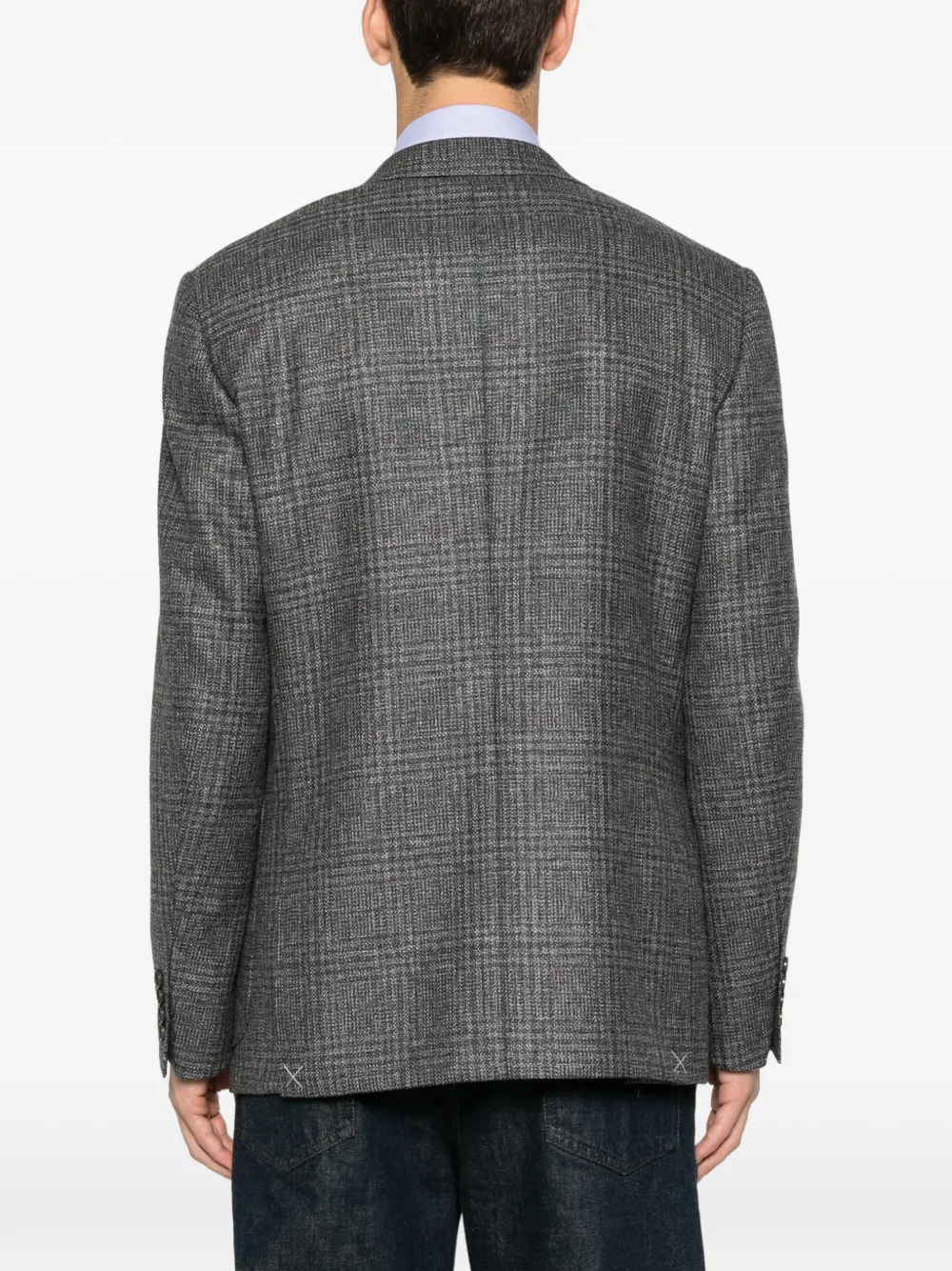 Canali check wool blazer Grijs