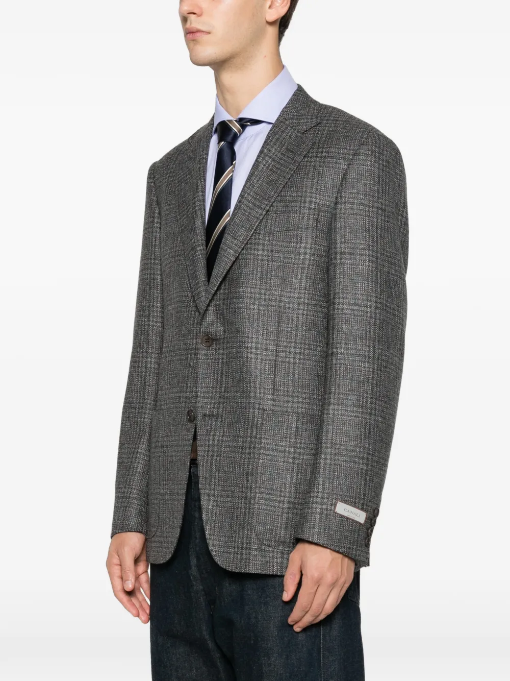 Canali check wool blazer Grijs