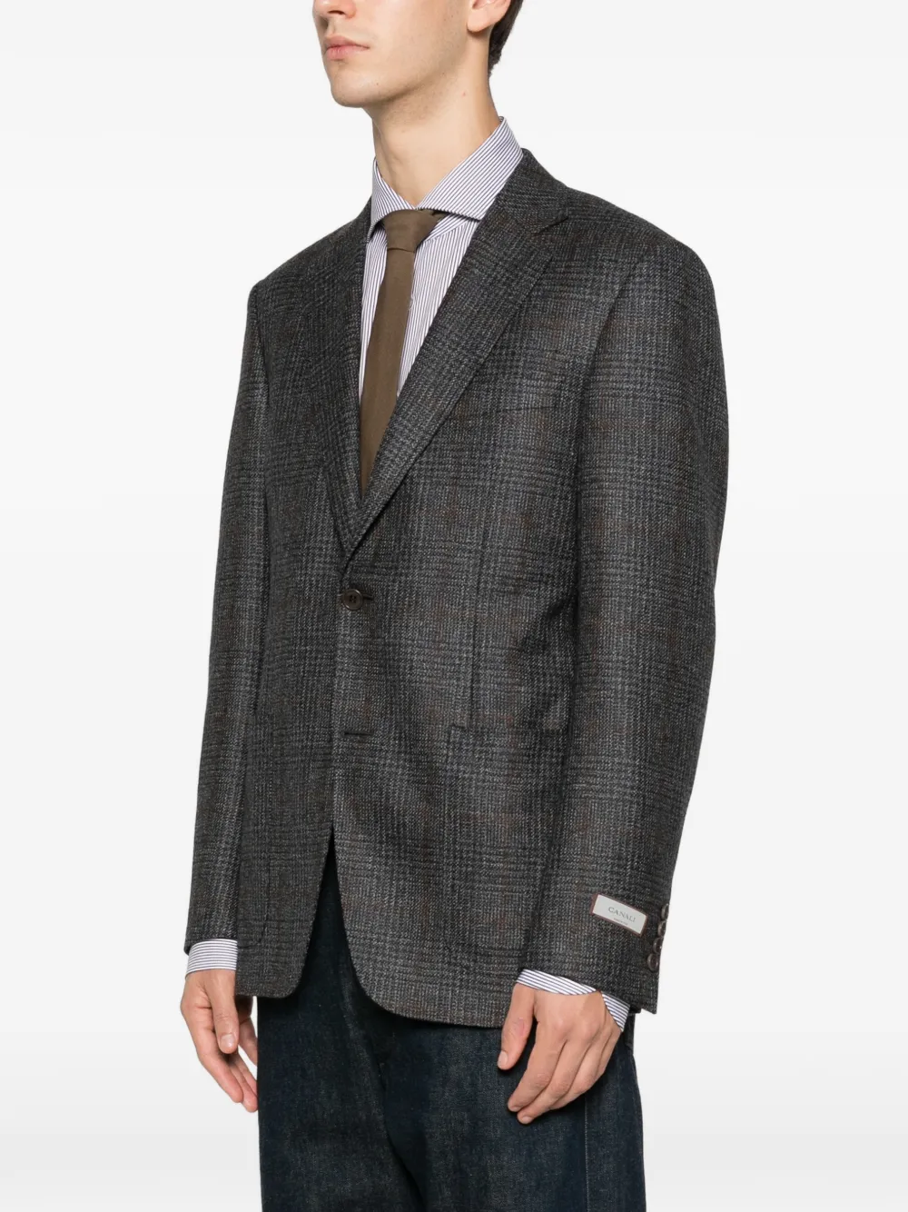 Canali check wool blazer Grijs