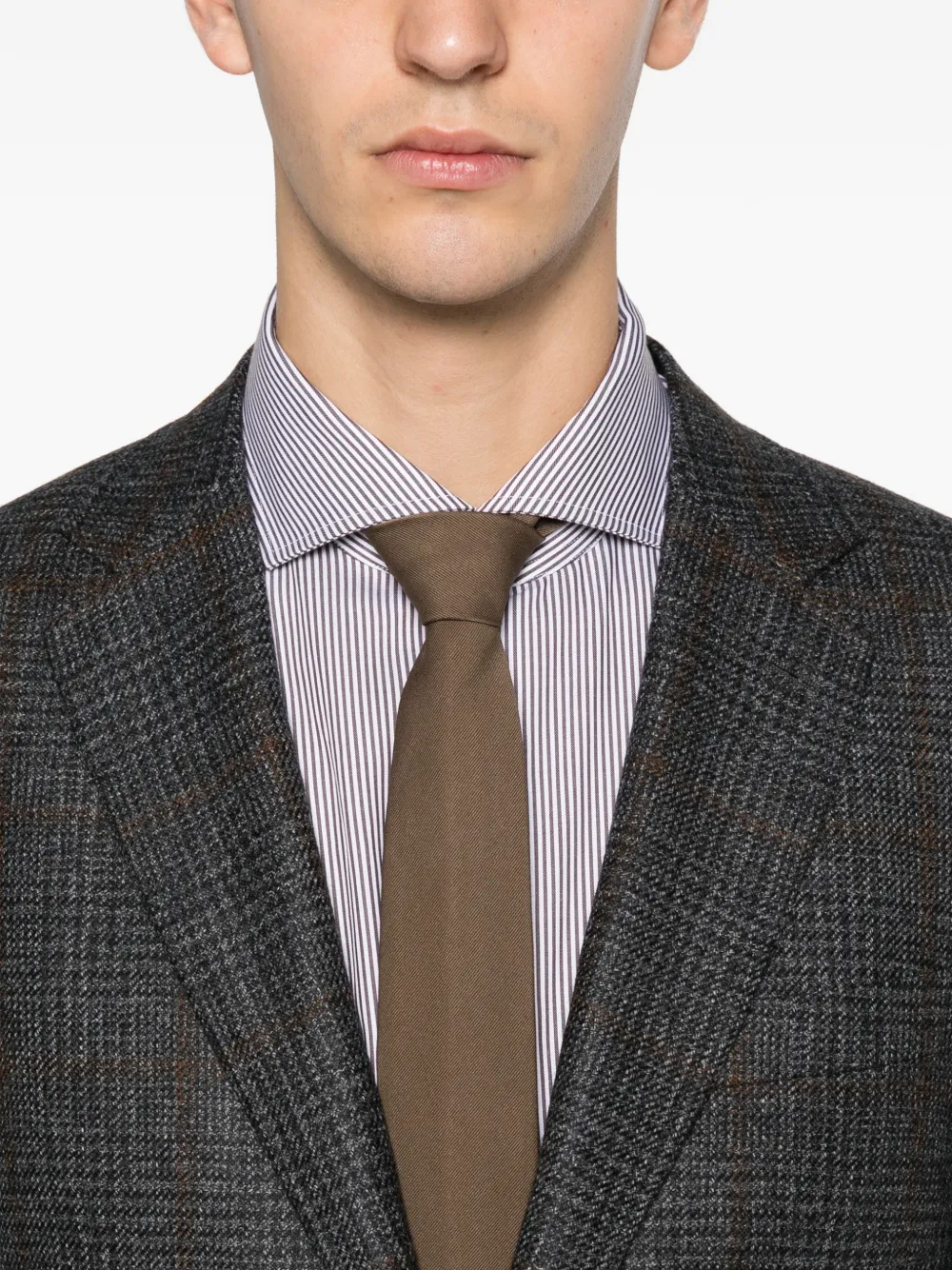 Canali check wool blazer Grijs