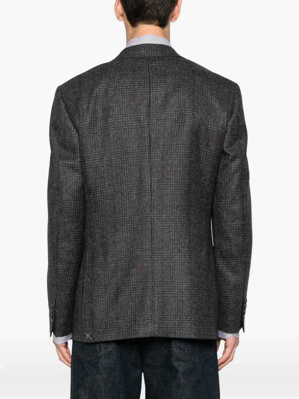 Canali check wool blazer Grijs