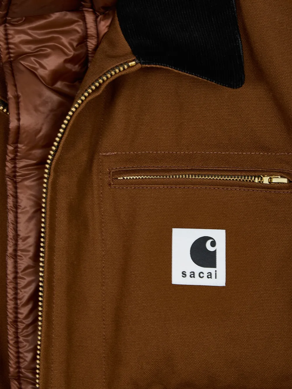 sacai x Carhartt WIP gelaagd jack Bruin