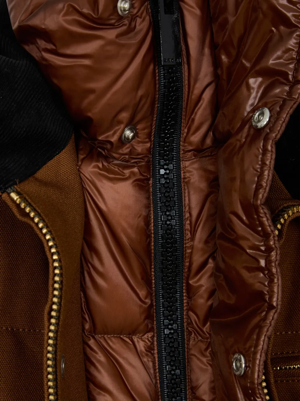 sacai x Carhartt WIP gelaagd jack Bruin