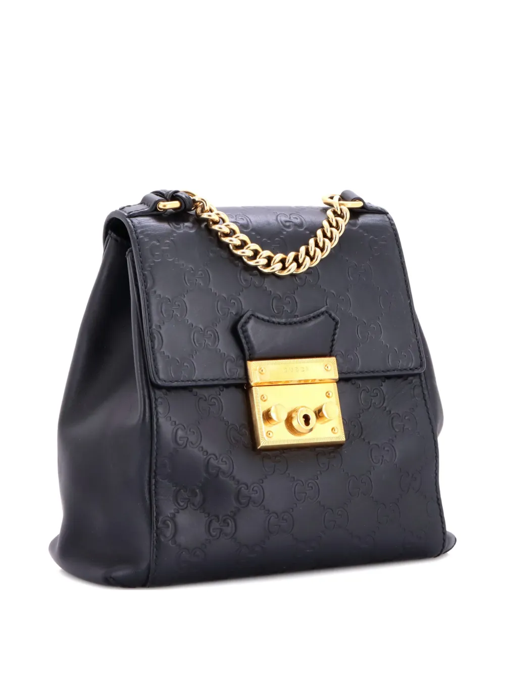 Pre-owned Gucci Padlock Ssima Leather Mini Backpack In Black