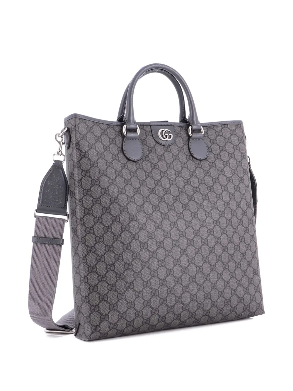 Pre-owned Gucci Ophidia Convertible Open Gg Coated Canvas Tall Tote Bag In Gray