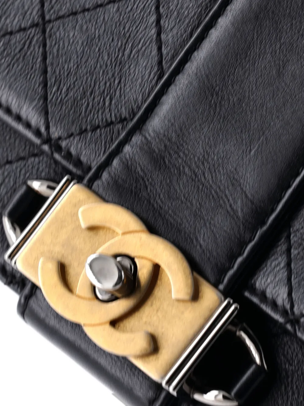 Pre-owned Chanel Cc Chain Flap Quilted Calfskin Small Shoulder Bag In Black