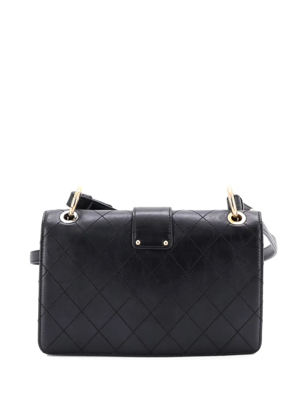 Pre-owned Chanel Cc Chain Flap Quilted Calfskin Small Shoulder Bag In Black