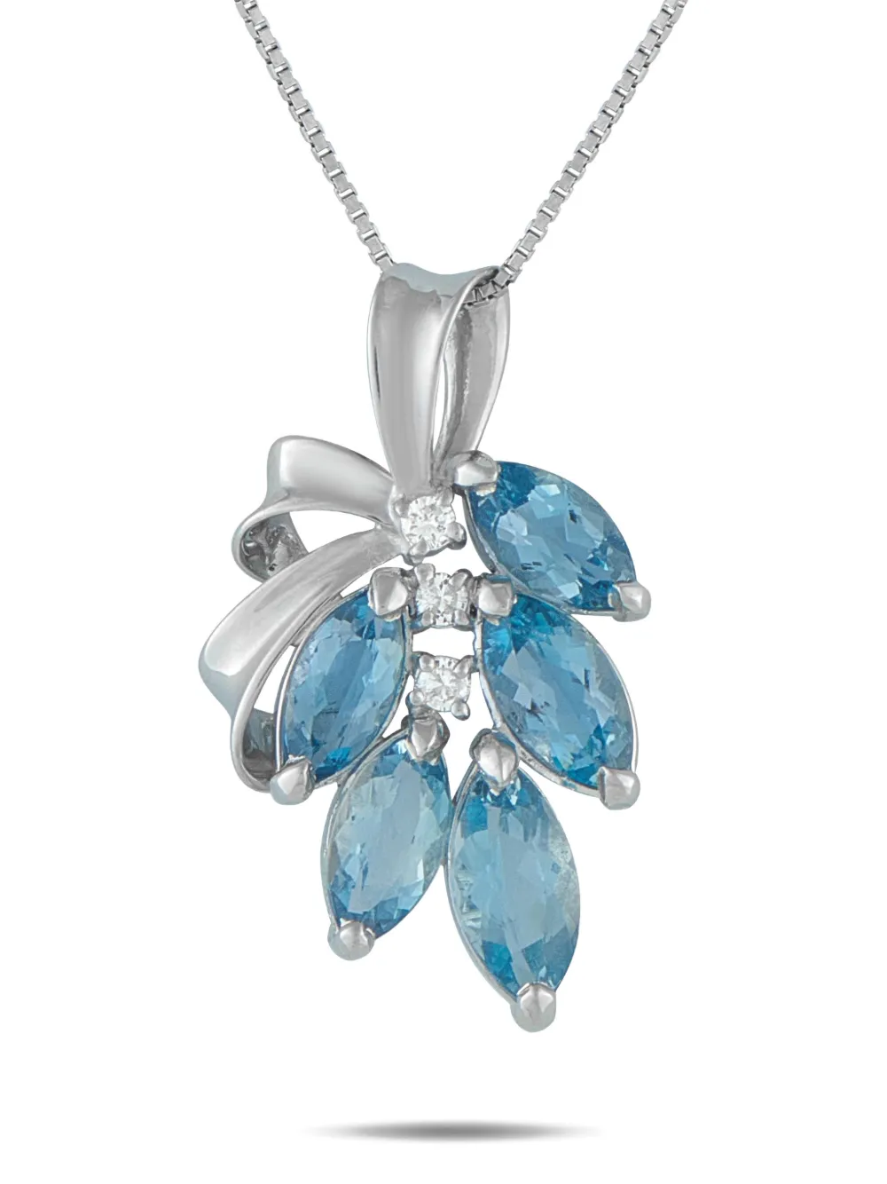 LB Exclusive platinum diamond and aquamarine necklace - Argento