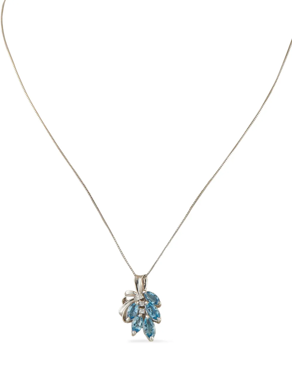 LB Exclusive platinum diamond and aquamarine necklace - Argento