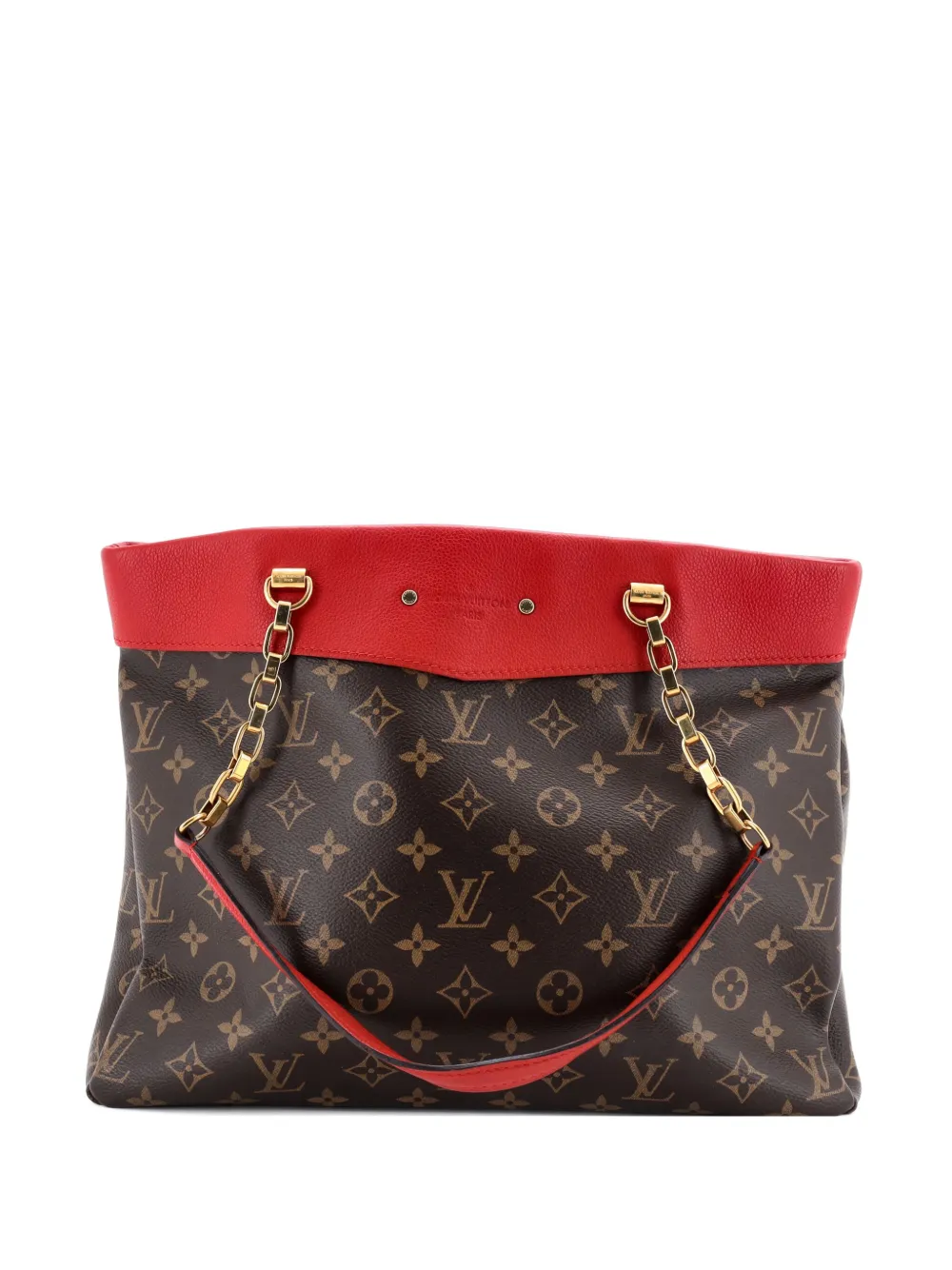 Pre-owned Louis Vuitton Pallas Shopper Monogram Canvas And Calfskin Tote Bag In Brown