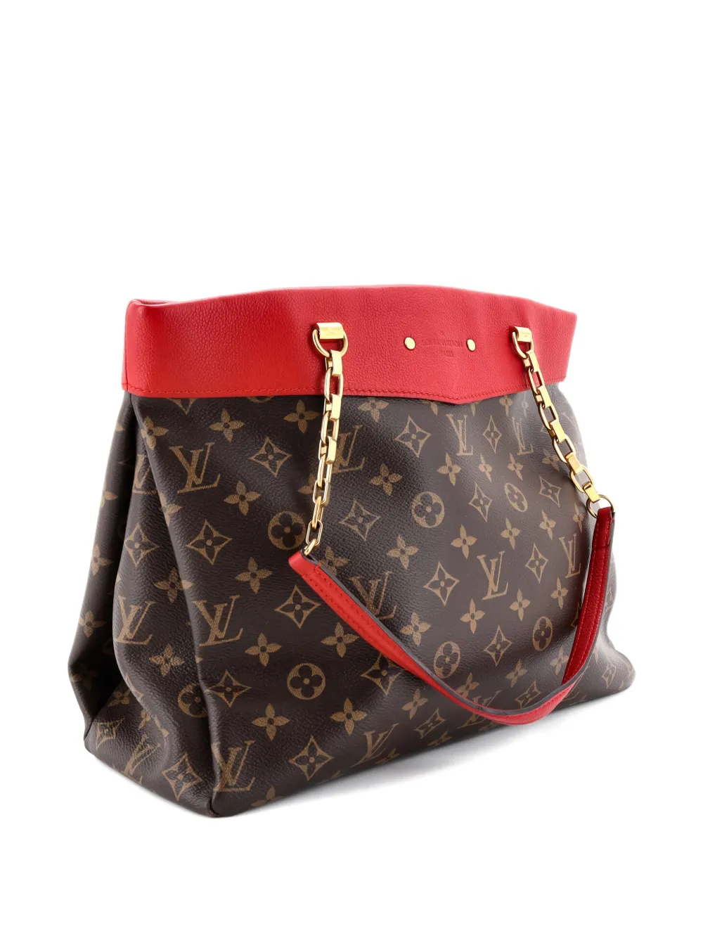 Pre-owned Louis Vuitton Pallas Shopper Monogram Canvas And Calfskin Tote Bag In Brown
