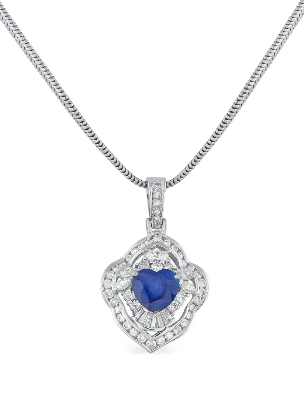 LB Exclusive platinum pendant diamond and sapphire necklace - Argento