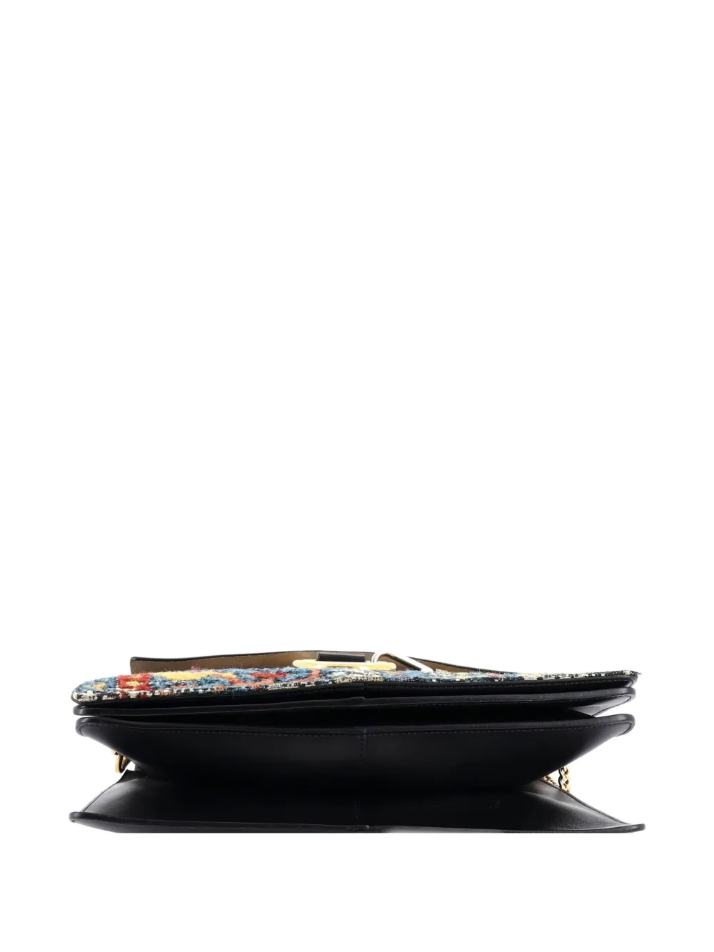 Pre-owned Chloé Faye Leather And Tapestry Medium Shoulder Bag In Black