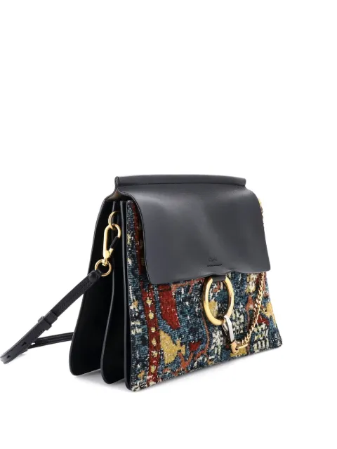 Chloé Pre-Owned Faye Leather and Tapestry Medium shoulder bag