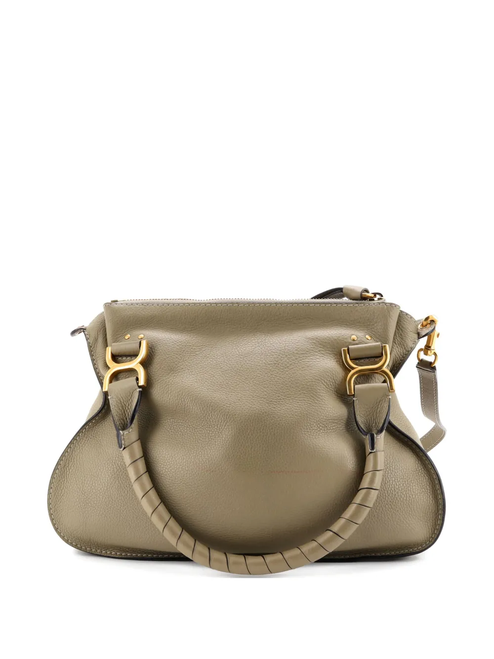 Pre-owned Chloé Marcie Leather Medium Satchel In Neutral
