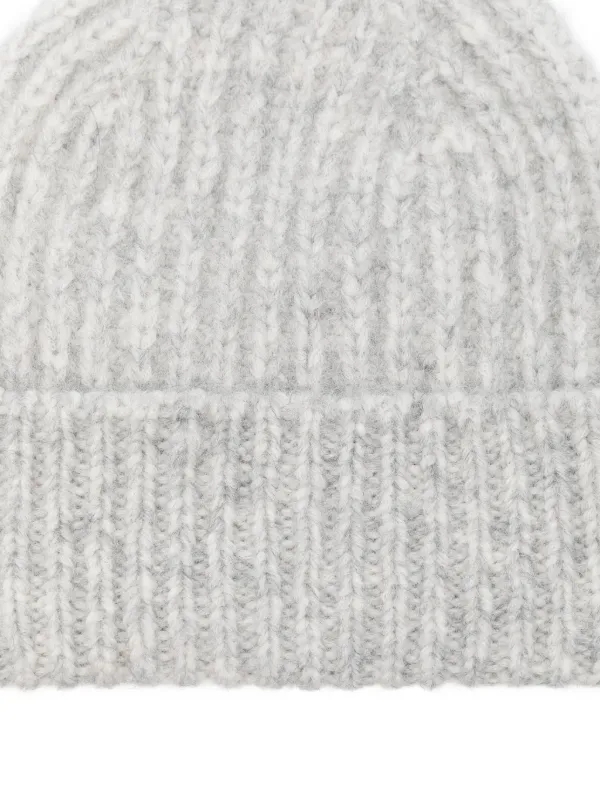 Closed ribbed-knit Beanie Hat | Grey | FARFETCH SG