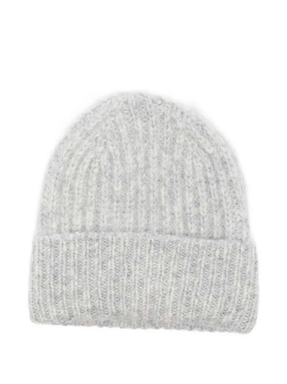 Closed Ribbed-knit Beanie Hat In Gray