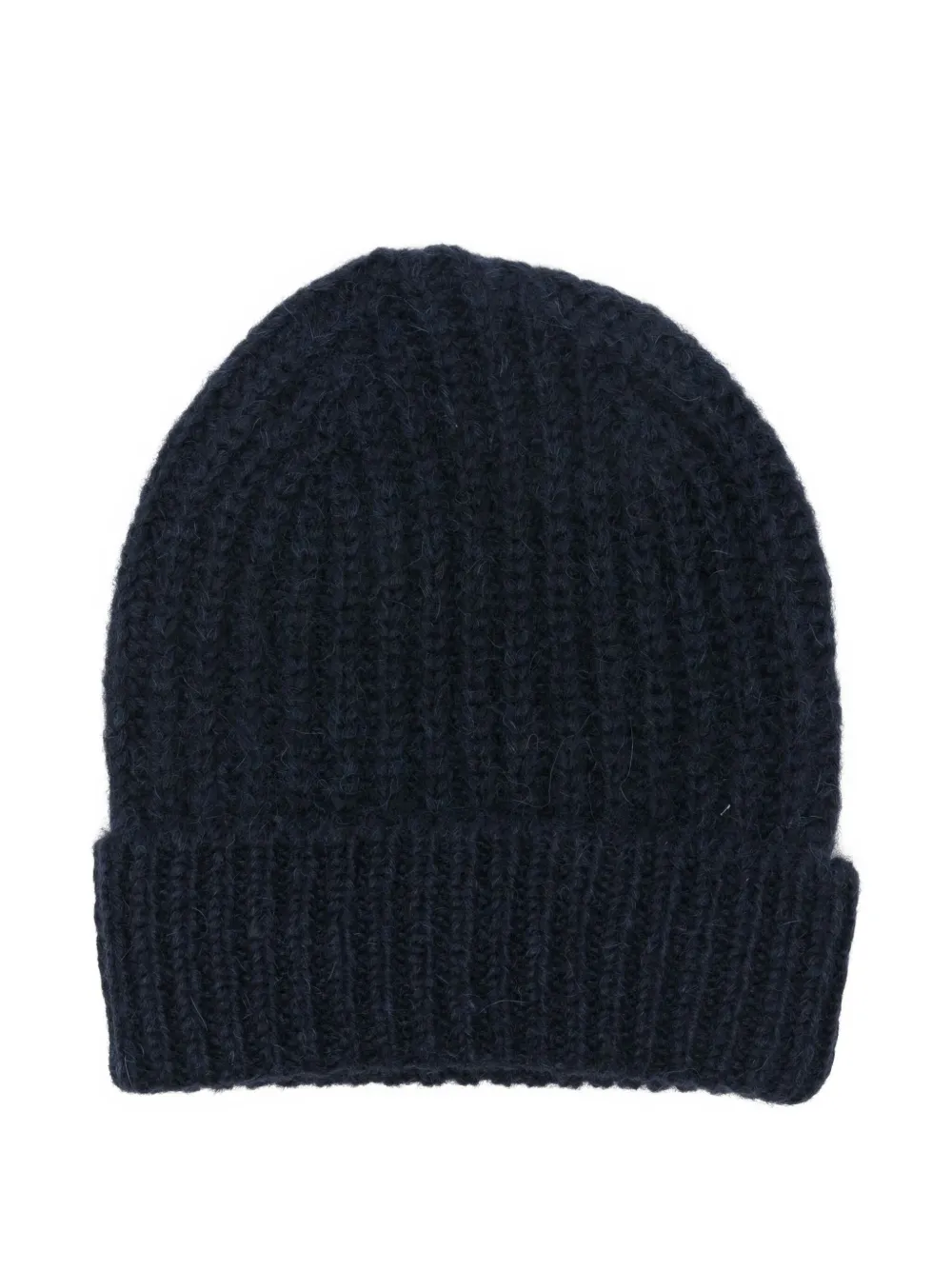 Closed Ribbed-knit Beanie Hat In Blue