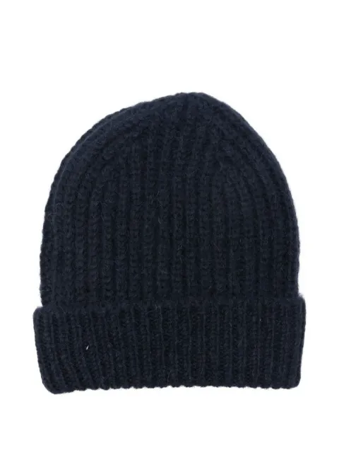 Closed ribbed-knit beanie hat
