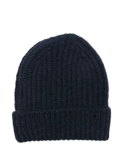 Closed ribbed-knit beanie hat