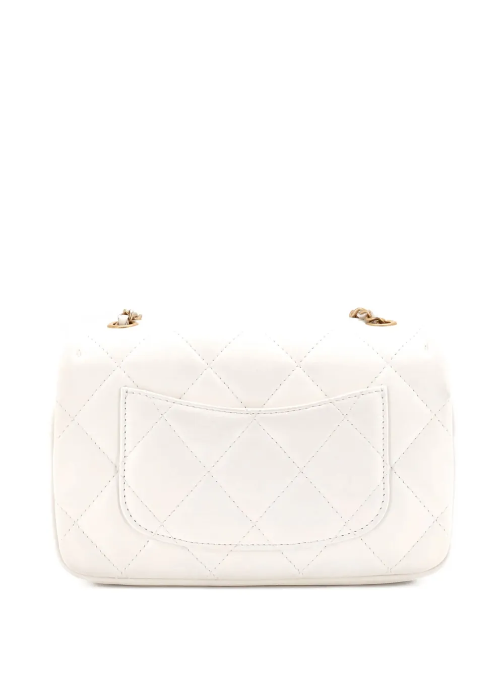 Pre-owned Chanel Heart Charms Flap Bag Quilted Lambskin Mini Crossbody Bag In White