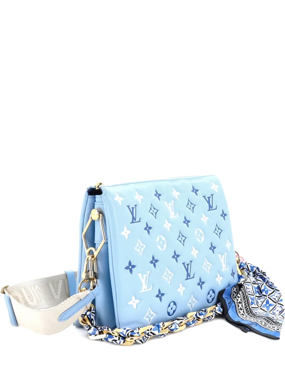 Pre-owned Louis Vuitton Coussin Bag Monogram Embossed Lambskin Pm Crossbody Bag In Blue
