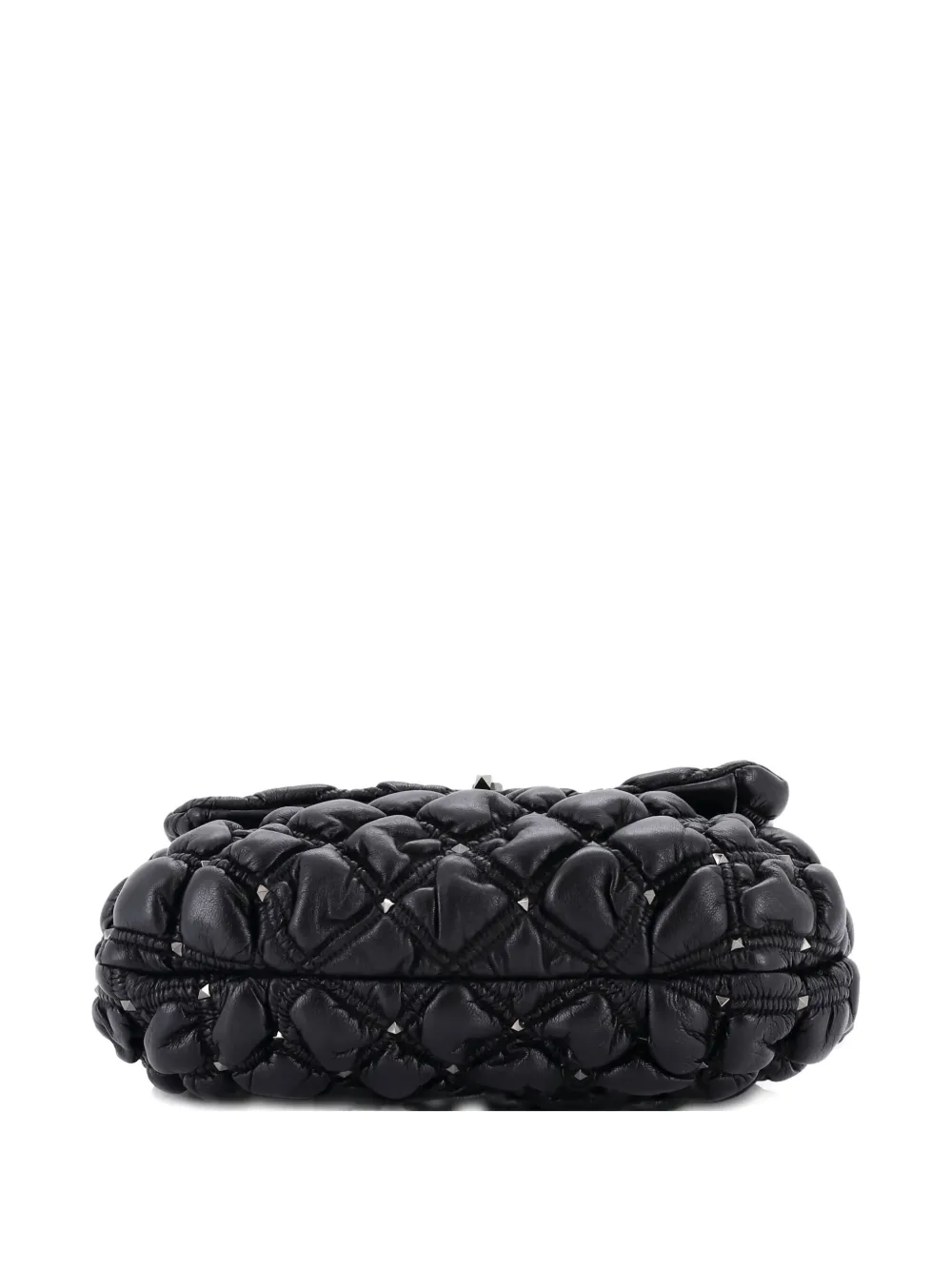Pre-owned Valentino Garavani Spikeme Flap Bag Quilted Leather Medium Crossbody Bag In Black