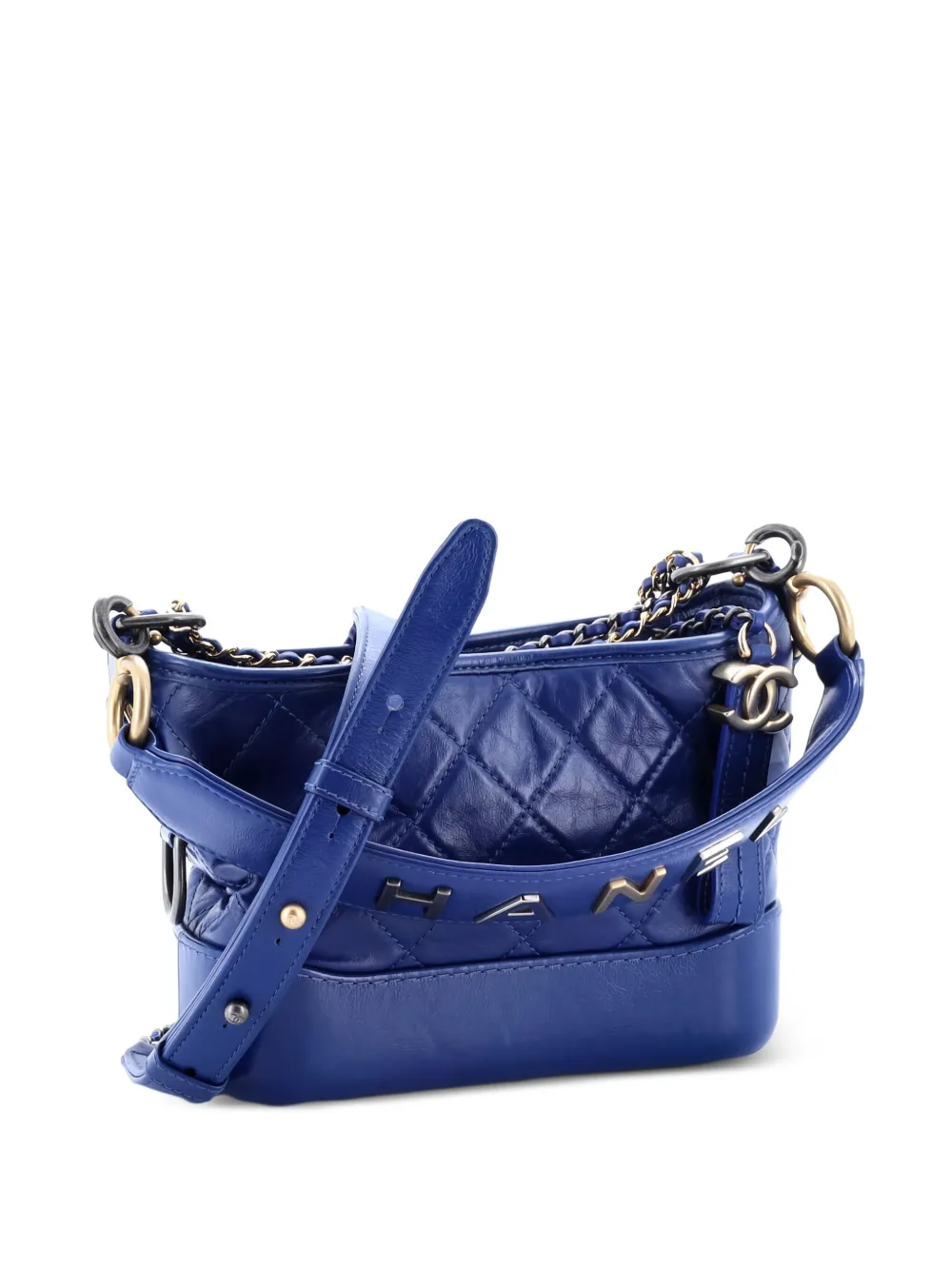 CHANEL Pre-Owned Gabrielle with Logo Handle Quilted Aged Calfskin