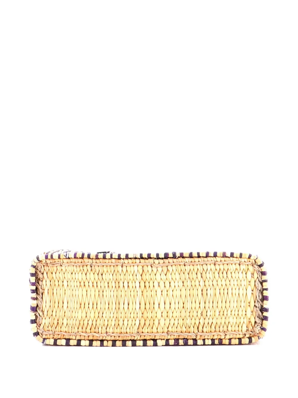 Pre-owned Loewe Paula's Ibiza Square Basket Woven Reed With Leather Small Tote Bag In Neutral