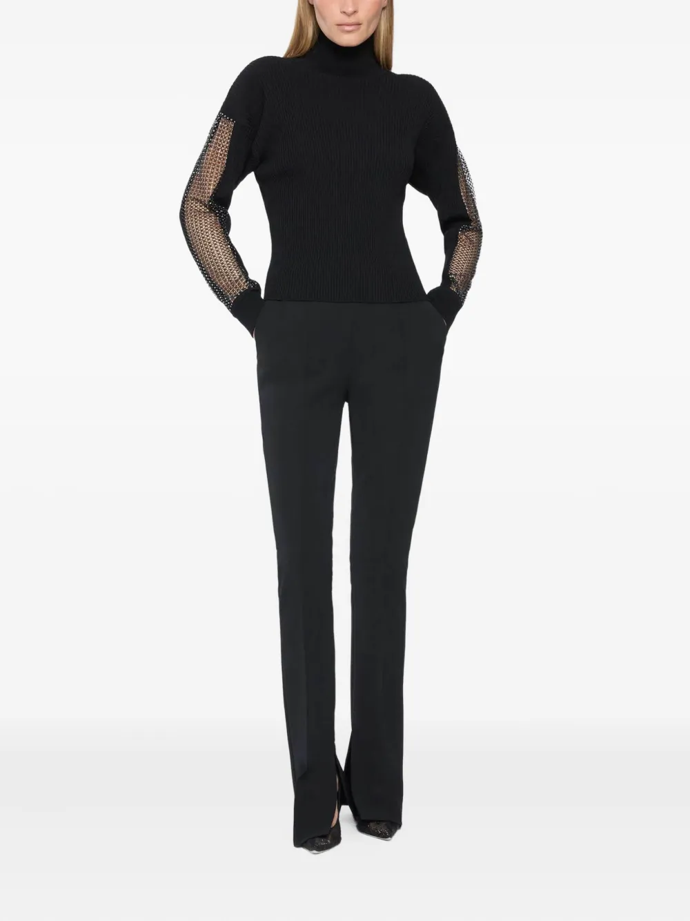 Genny Rhinestone-embellished Turtleneck Sweater In Black