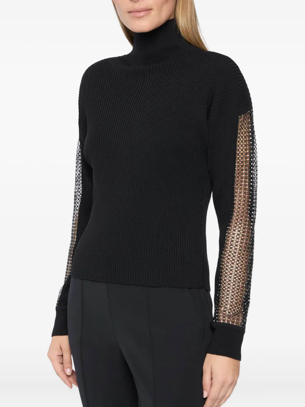 Genny Rhinestone-embellished Turtleneck Sweater In Black