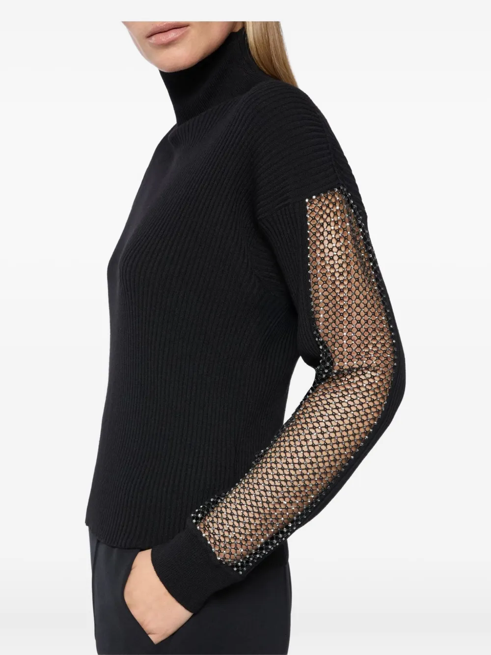Genny Rhinestone-embellished Turtleneck Sweater In Black
