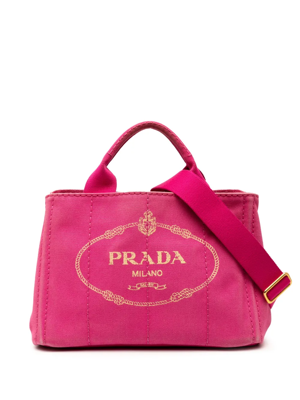 Prada Pre-Owned 2013-2025 スモール キャンバス カナパ ロゴ サッチェルバッグ - ピンク Prada Pre-Owned 2013-2025 スモール キャンバス カナパ ロゴ サッチェルバッグ - ピンク