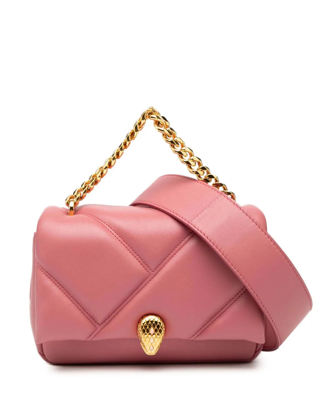 Pre-owned Bvlgari 2010-2025 Mini Leather Serpenti Cabochon Satchel In Pink