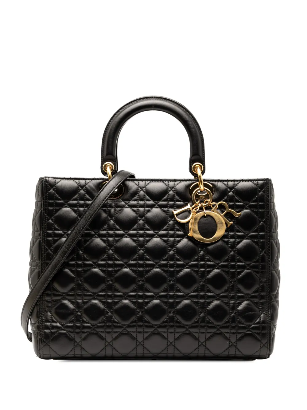 Christian Dior Pre-Owned 2014 ラージ ラムスキン カナージュ レディ ディオール サッチェルバッグ - Christian Dior Pre-Owned 2014 ラージ ラムスキン カナージュ レディ ディオール サッチェルバッグ -