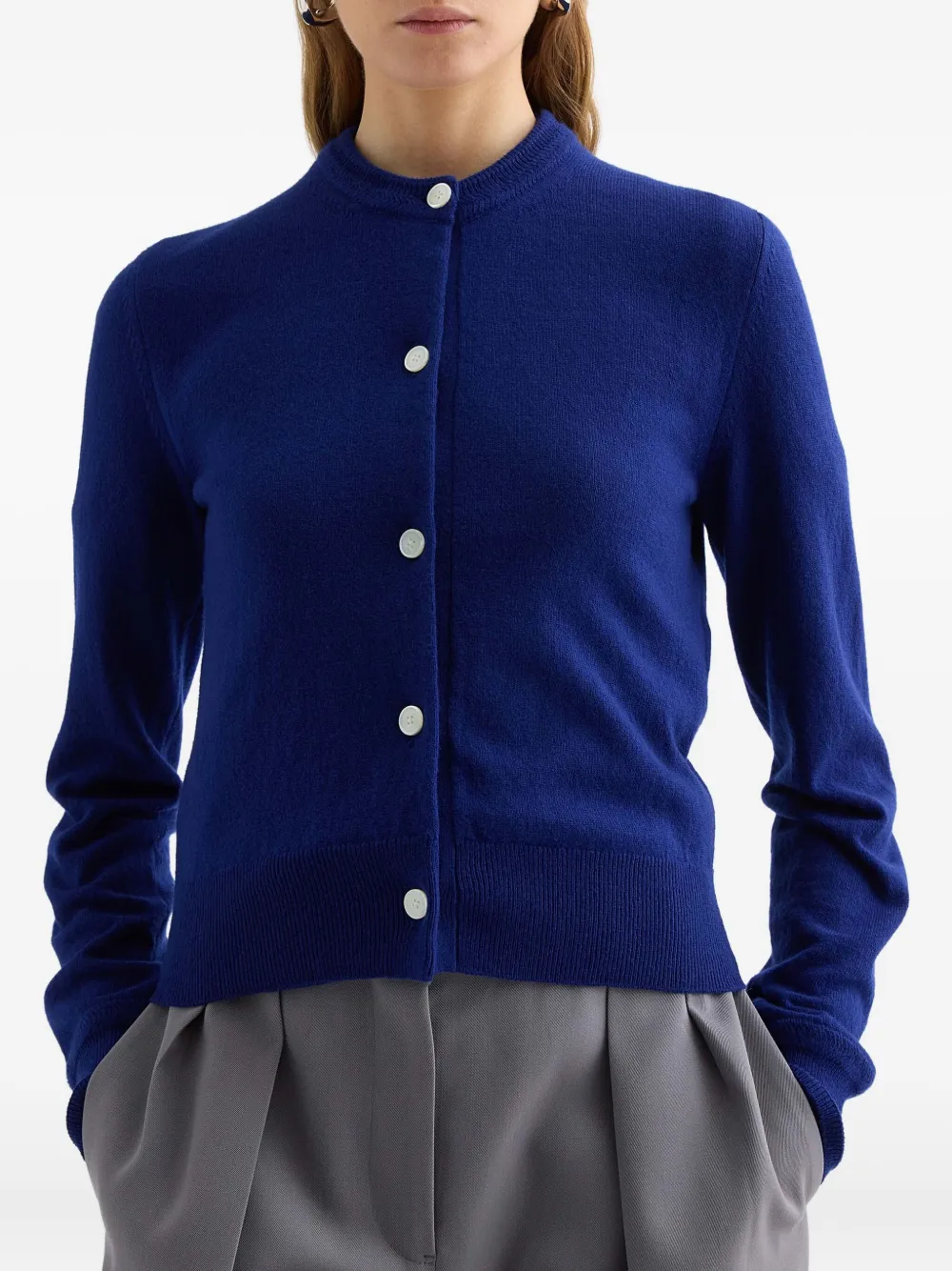 Jil Sander Lichtgewicht wollen vest met ronde hals Blauw