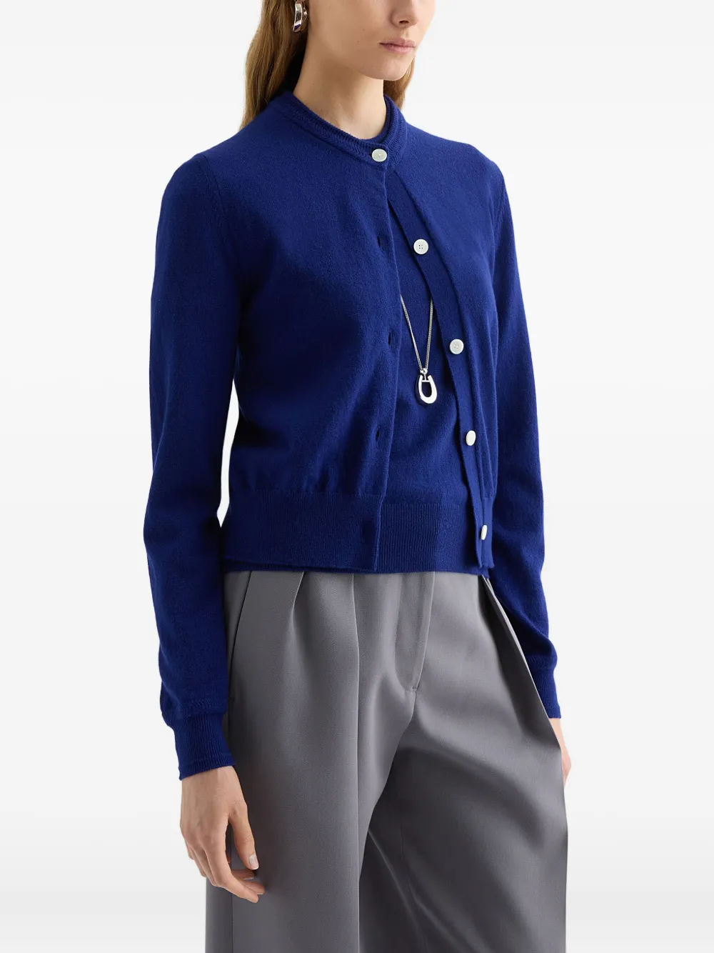 Jil Sander Lichtgewicht wollen vest met ronde hals Blauw